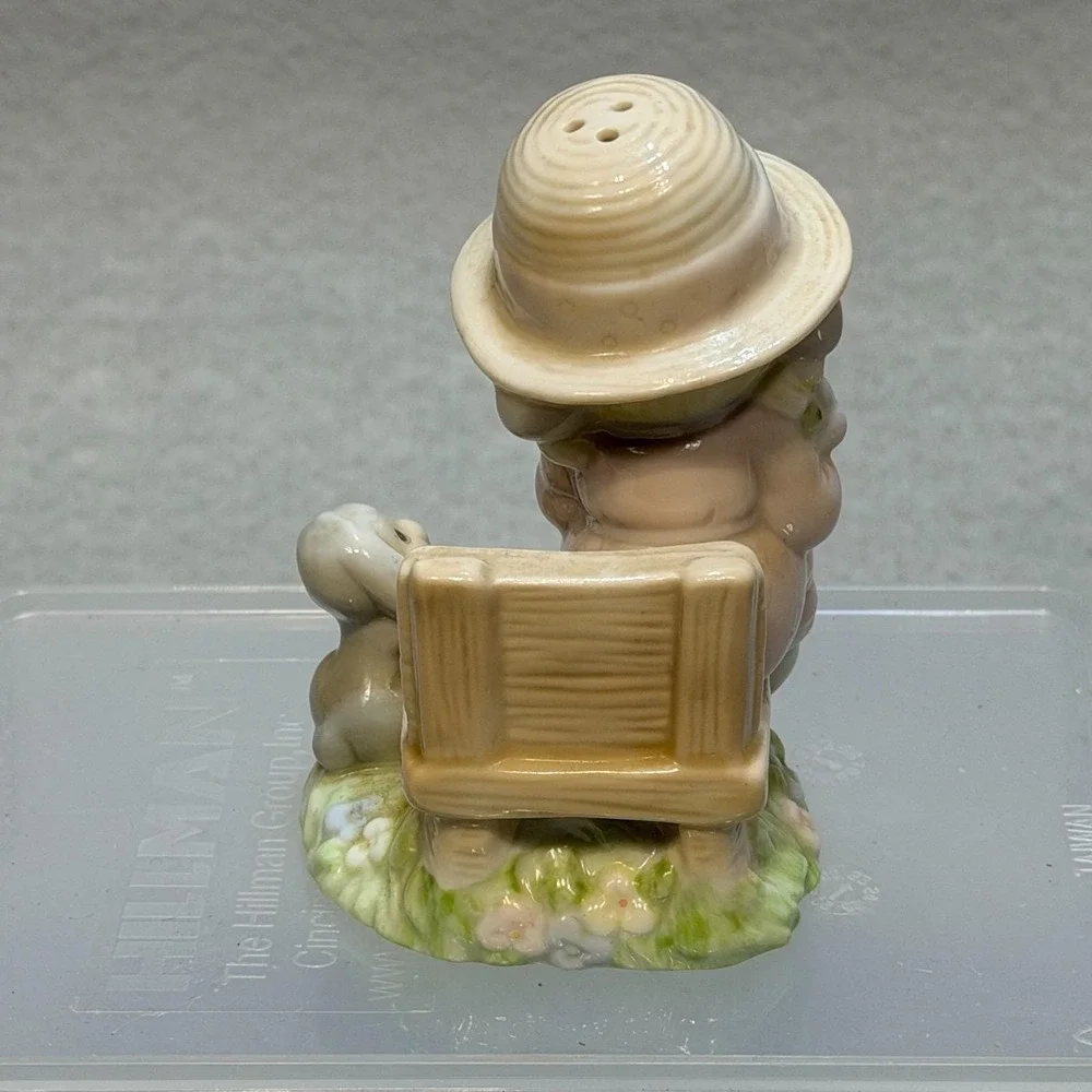 1997 Precious Moments Seasoned With A Smile Salt Pepper Shakers Girl Bench Puppy